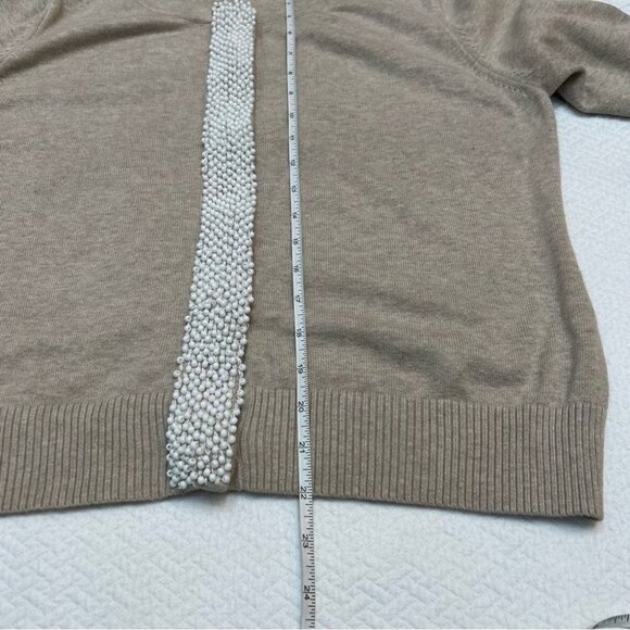𝅺banana Republic Beige Cardigan Sweater 3/4 sleeve Beaded Front Size XL - Picture 8 of 10